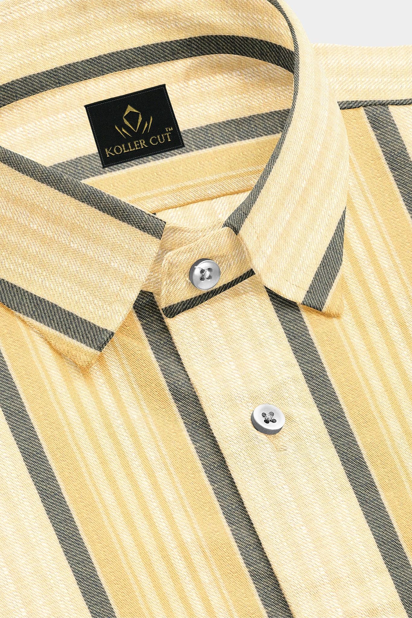 Amber Yellow and Thunder Blue Stripes Cotton Shirt Plus size cotton Shirt