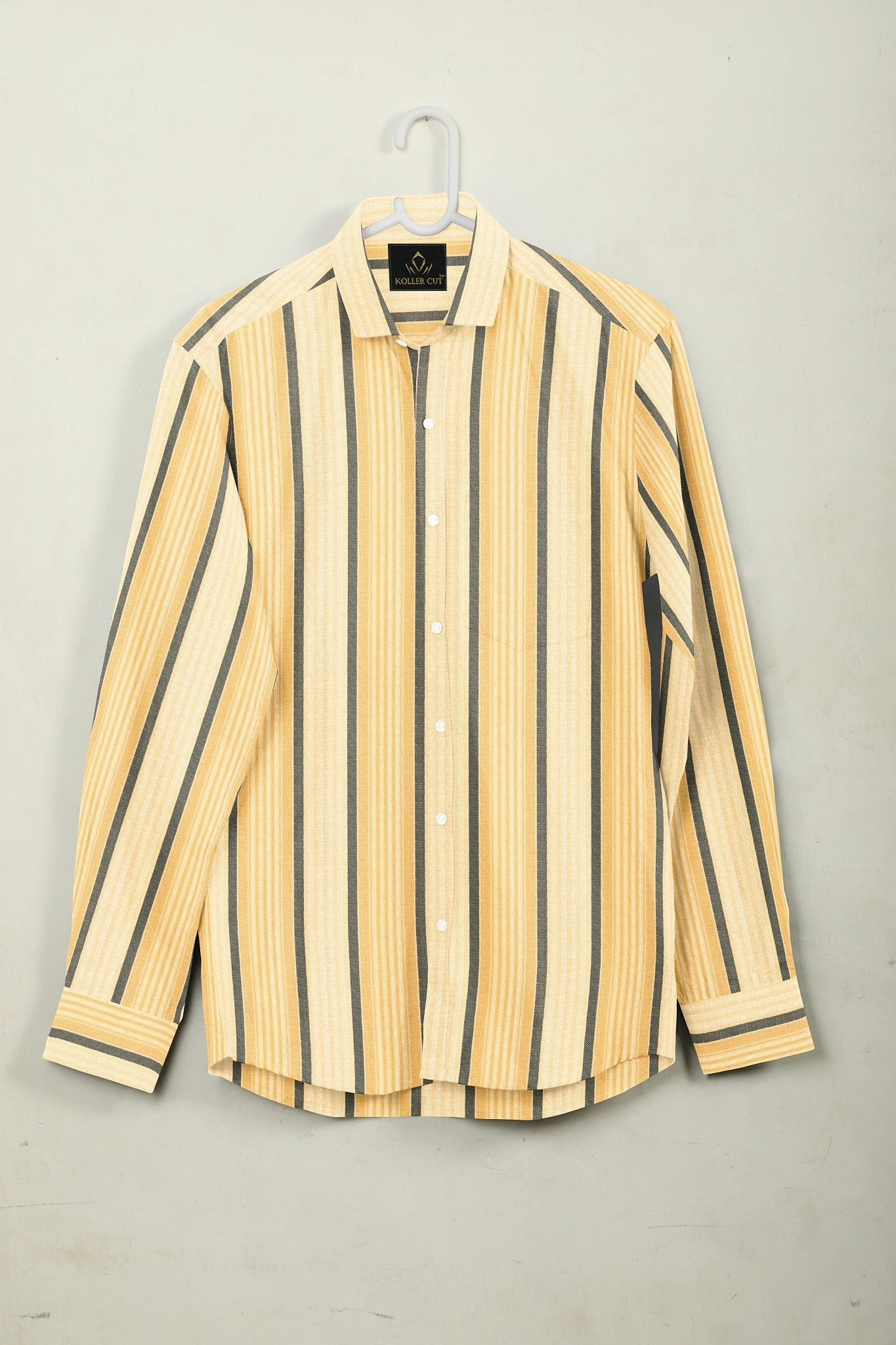 Amber Yellow and Thunder Blue Stripes Cotton Shirt Plus size cotton Shirt