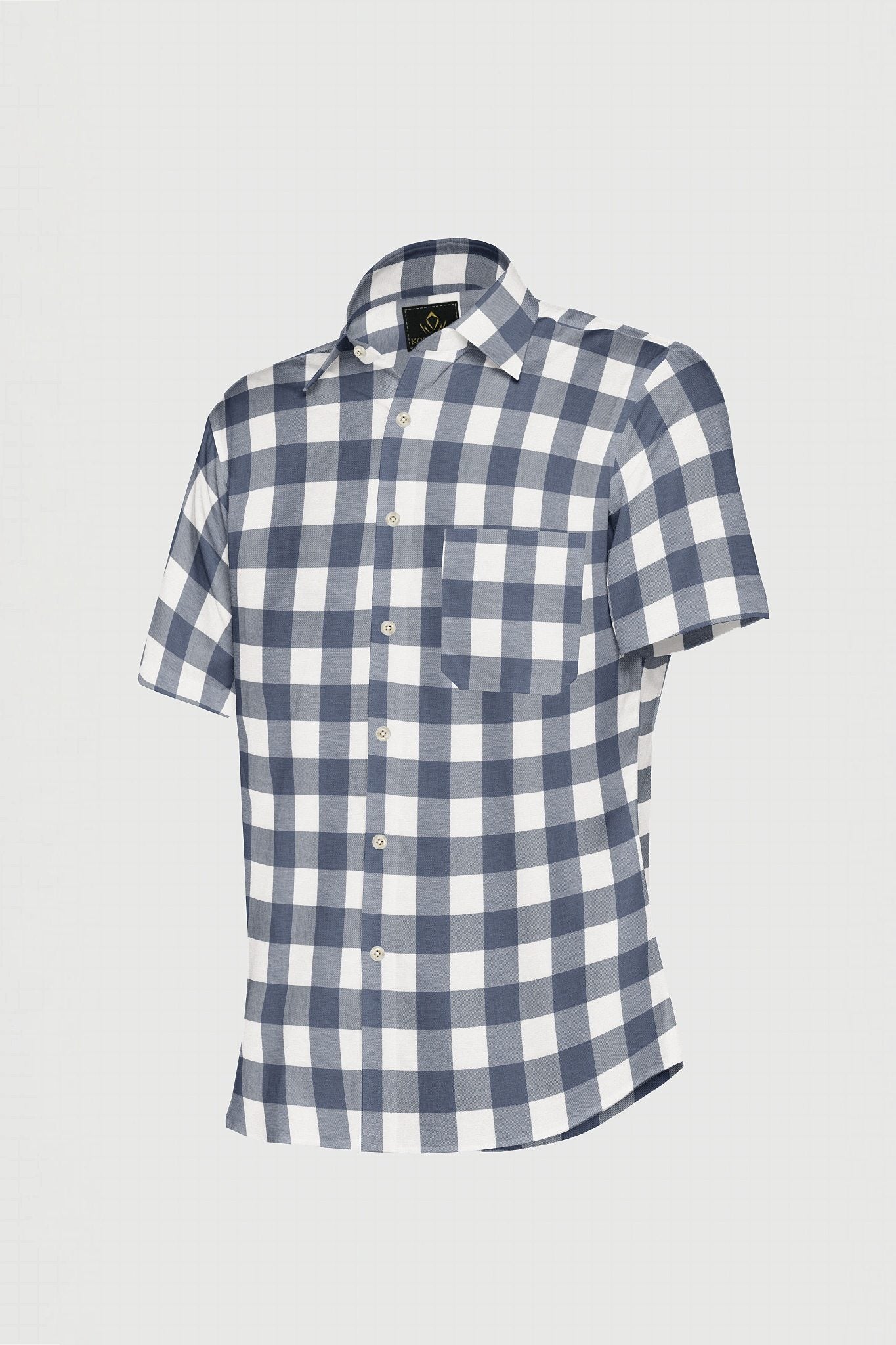 White and Granite Blue Checks Cotton Shirt - Plus size shirt in India 