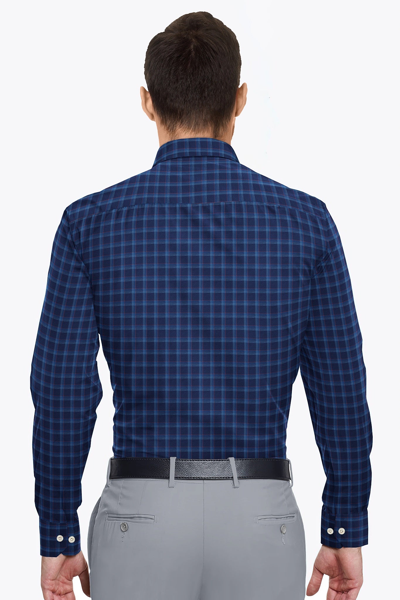 Sodalite blue with Indigo Blue and Haute Red Checks Cotton Shirt- Plus Size Shirts for Men Big size shirt for men 