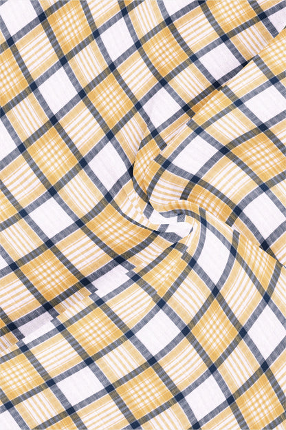 White with Monaco Blue and Goldfinch Yellow Cotton Shirt