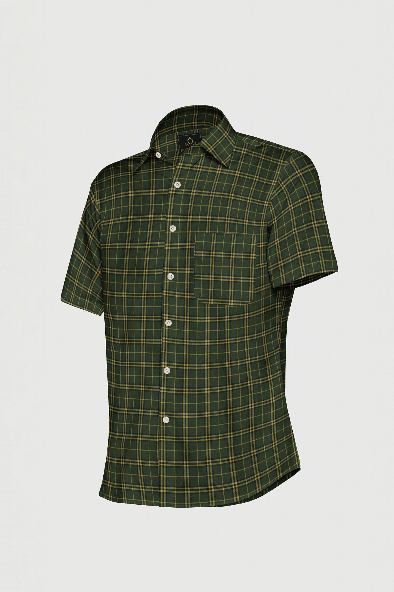 Cactus Green and Citron Yellow Checks Cotton Shirt Plus size Shirt for men in India