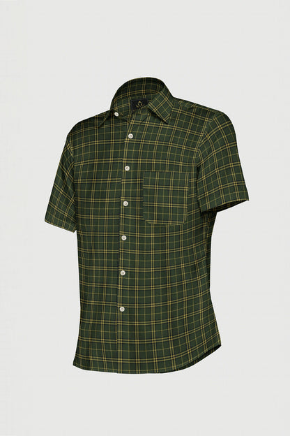Cactus Green and Citron Yellow Checks Cotton Shirt Plus size Shirt for men in India