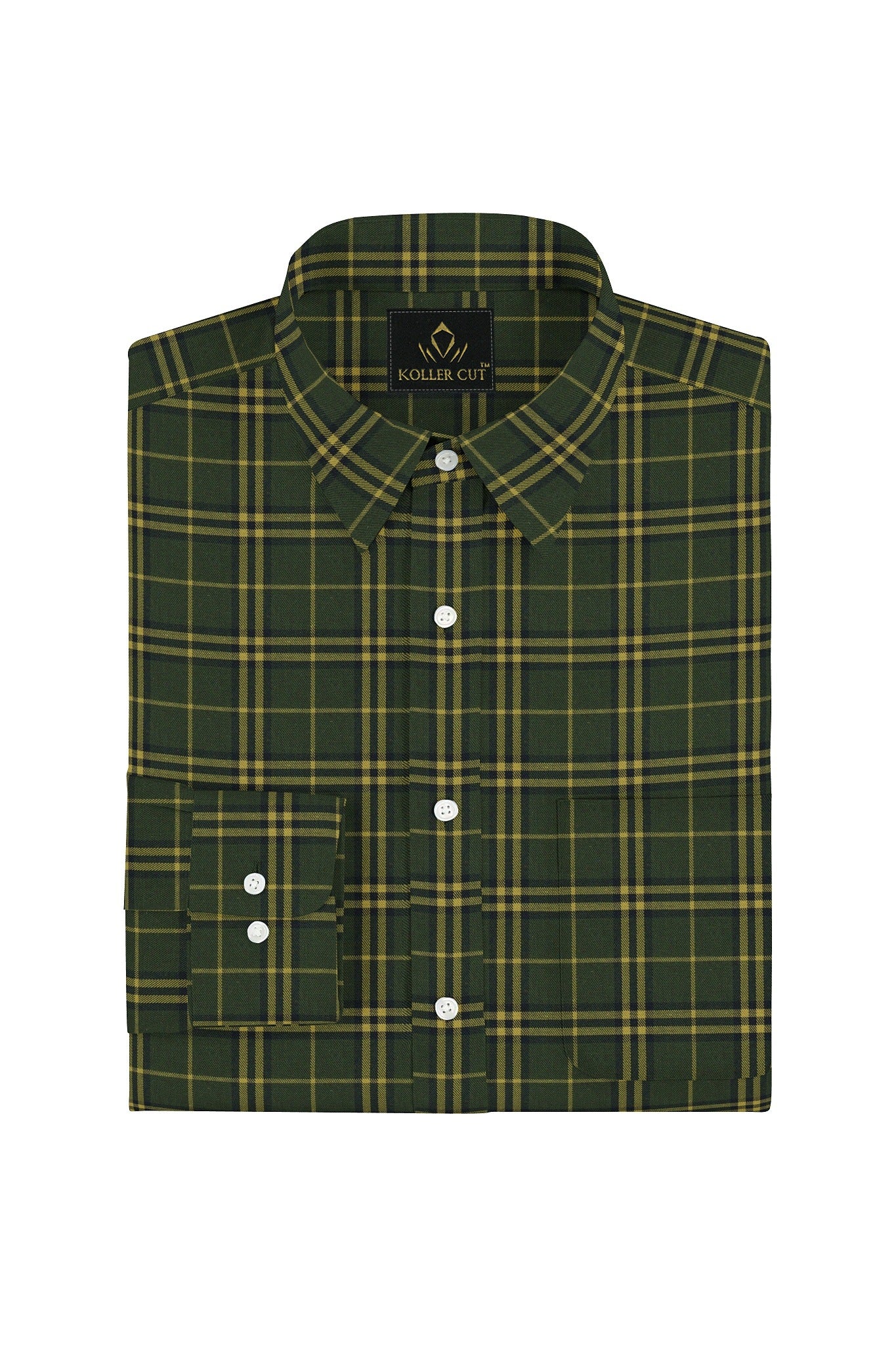 Cactus Green and Citron Yellow Checks Cotton Shirt Plus size Shirt for men in India