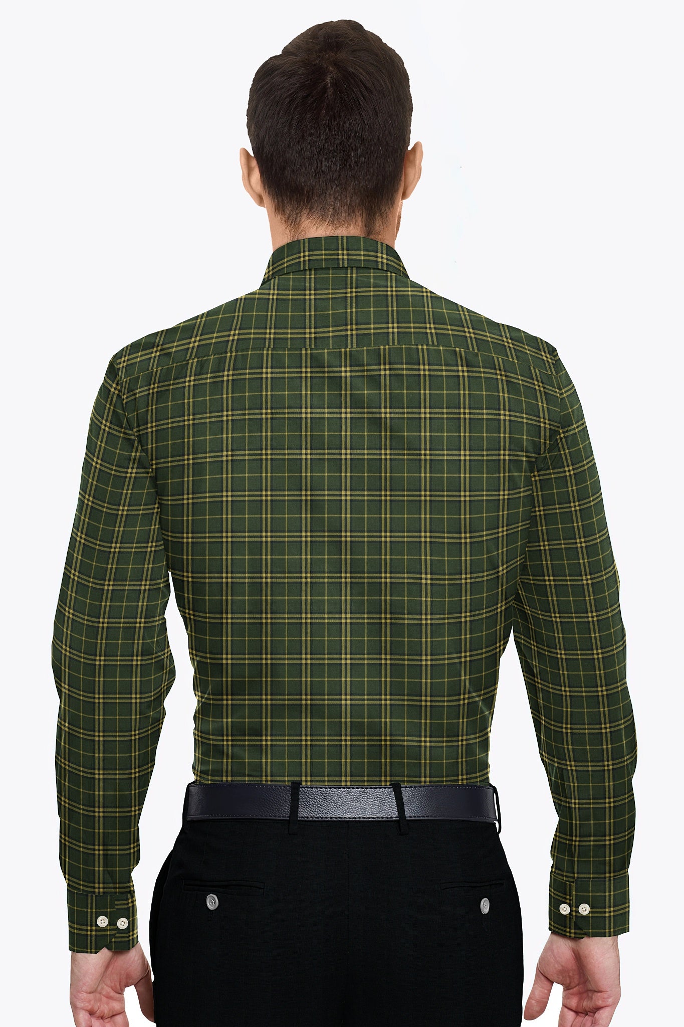Cactus Green and Citron Yellow Checks Cotton Shirt Plus size Shirt for men in India