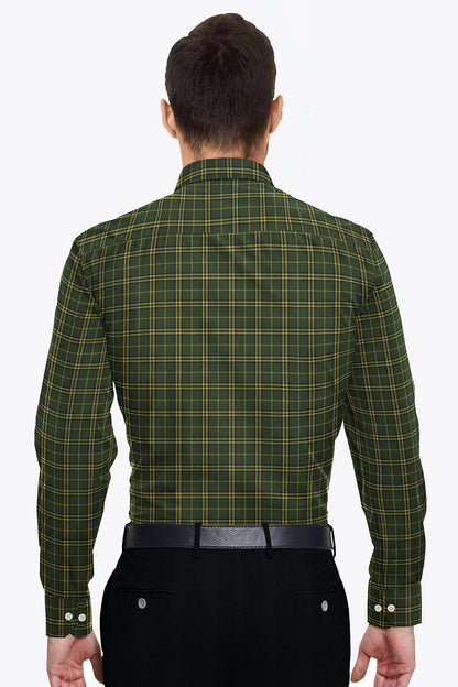 Cactus Green and Citron Yellow Checks Cotton Shirt Plus size Shirt for men in India
