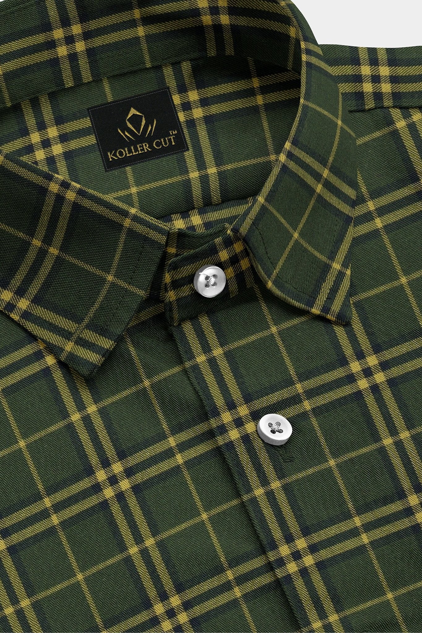 Cactus Green and Citron Yellow Checks Cotton Shirt Plus size Shirt for men in India