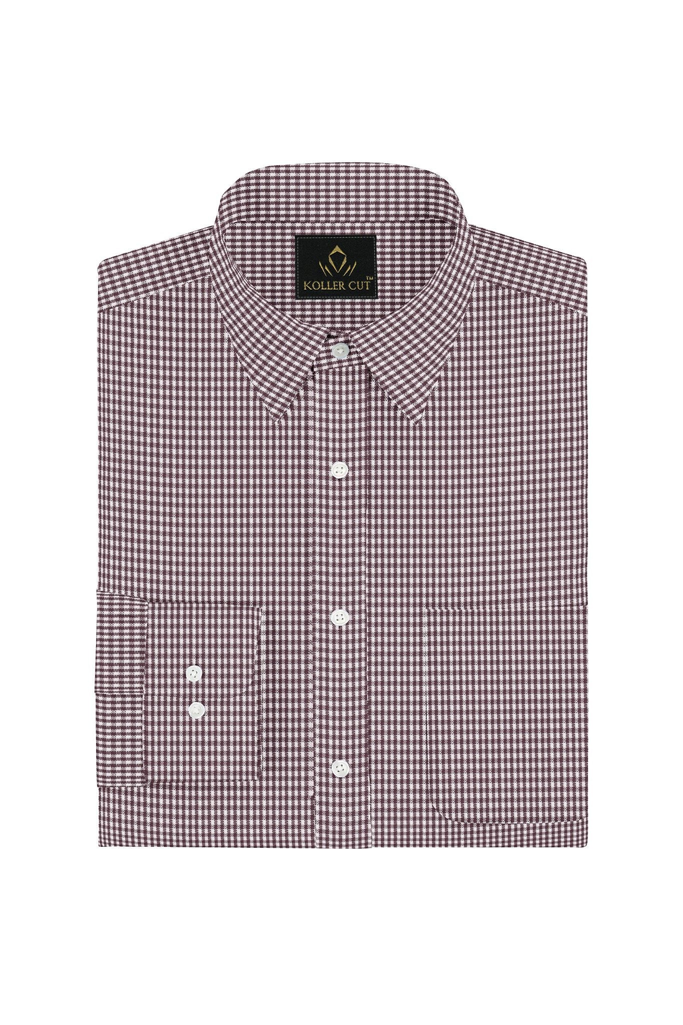White and Russet Brown Checks Cotton Shirt-Plus size shirt in India