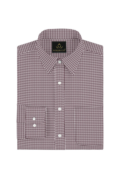 White and Russet Brown Checks Cotton Shirt-Plus size shirt in India