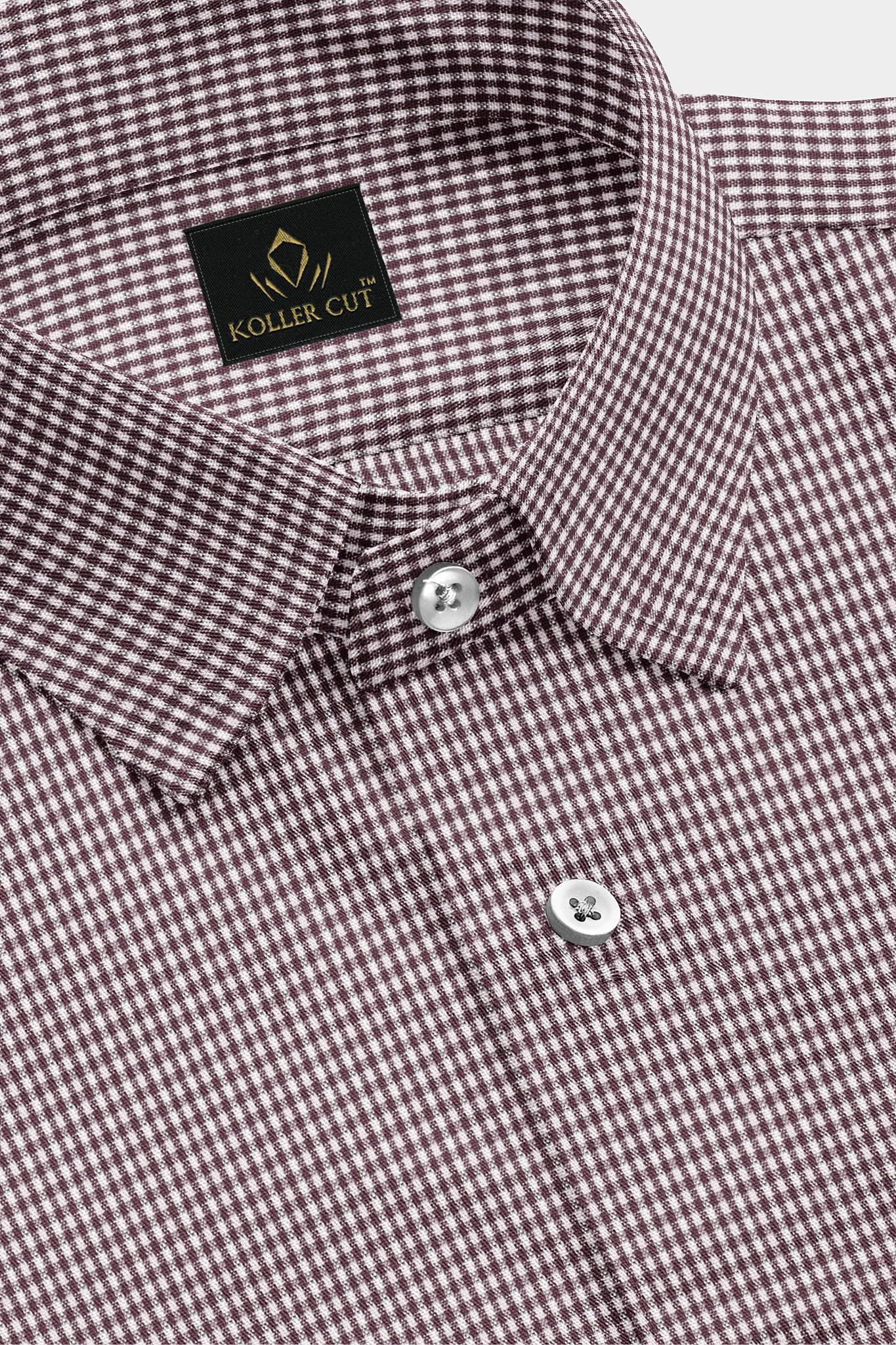 White and Russet Brown Checks Cotton Shirt-Plus size shirt in India
