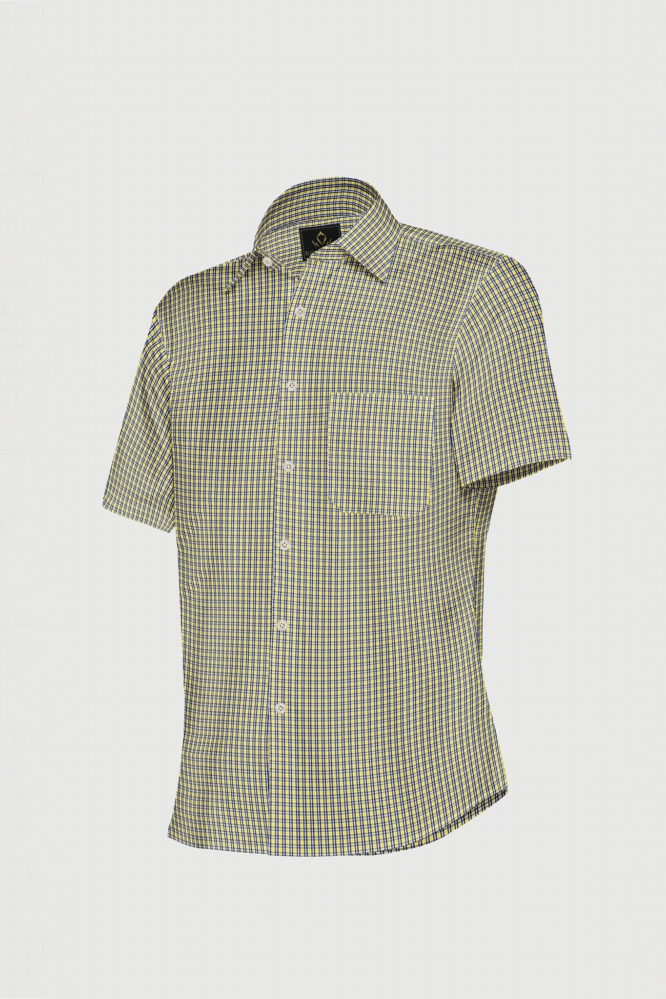 White and Dandelion Yellow and Campanula Blue Checks Cotton Shirt-Plus Size Shirt in India
