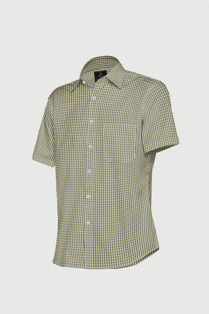 White and Dandelion Yellow and Campanula Blue Checks Cotton Shirt-Plus Size Shirt in India