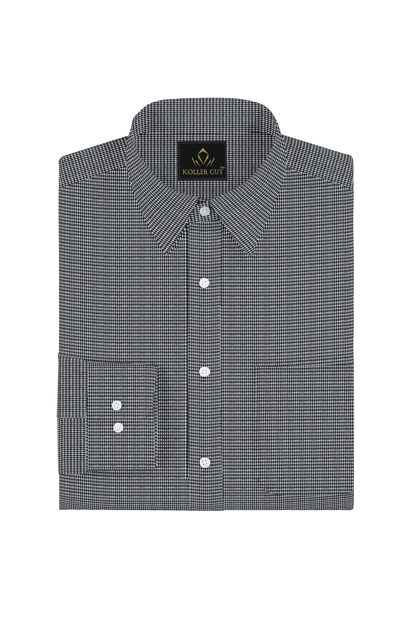 Jet Black and White Checks Cotton Shirt - Plus size shirt in India