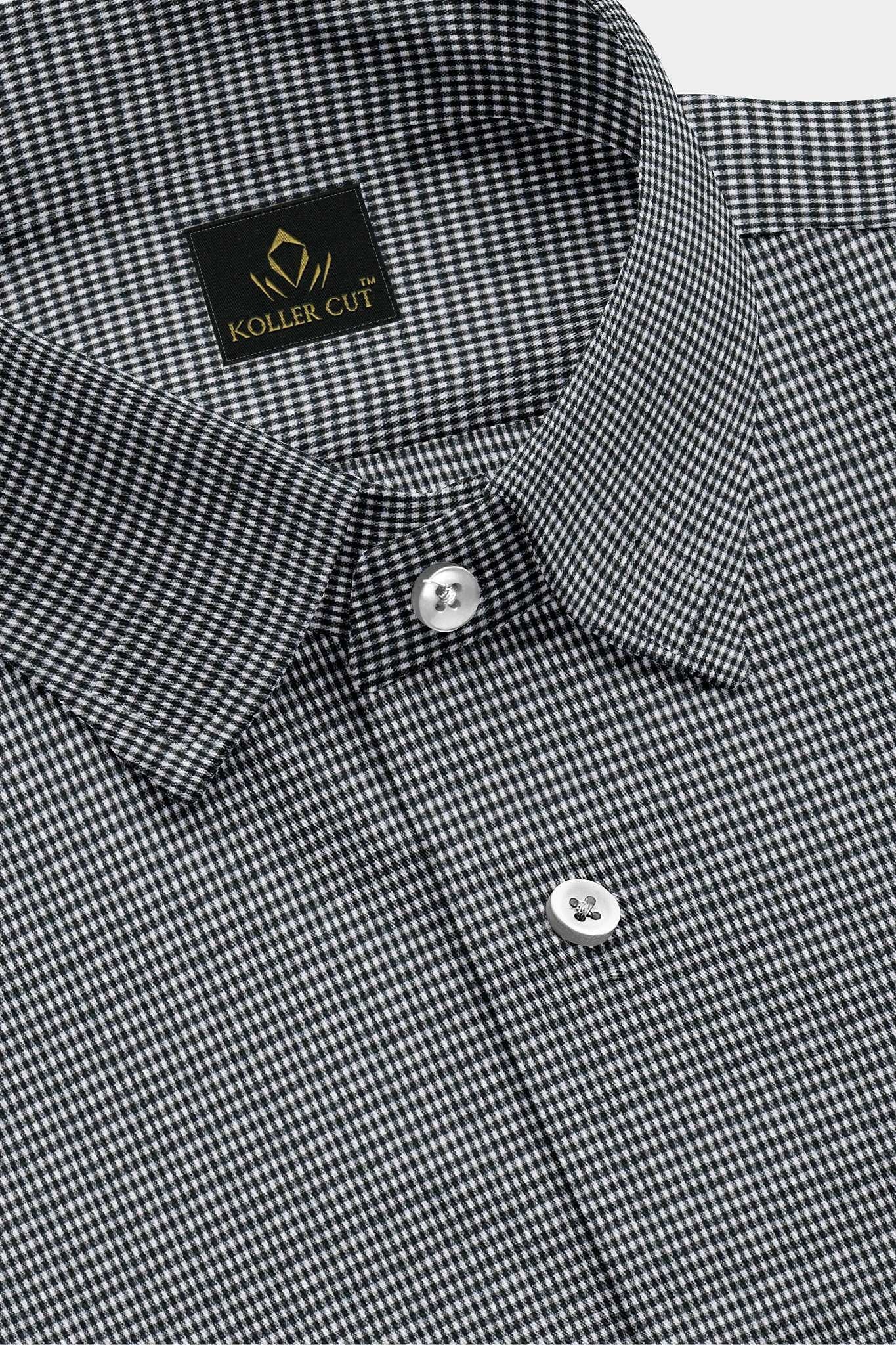 Jet Black and White Checks Cotton Shirt - Plus size shirt in India