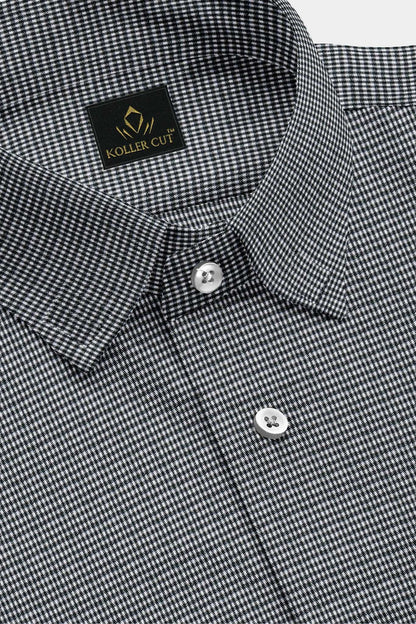 Jet Black and White Checks Cotton Shirt - Plus size shirt in India