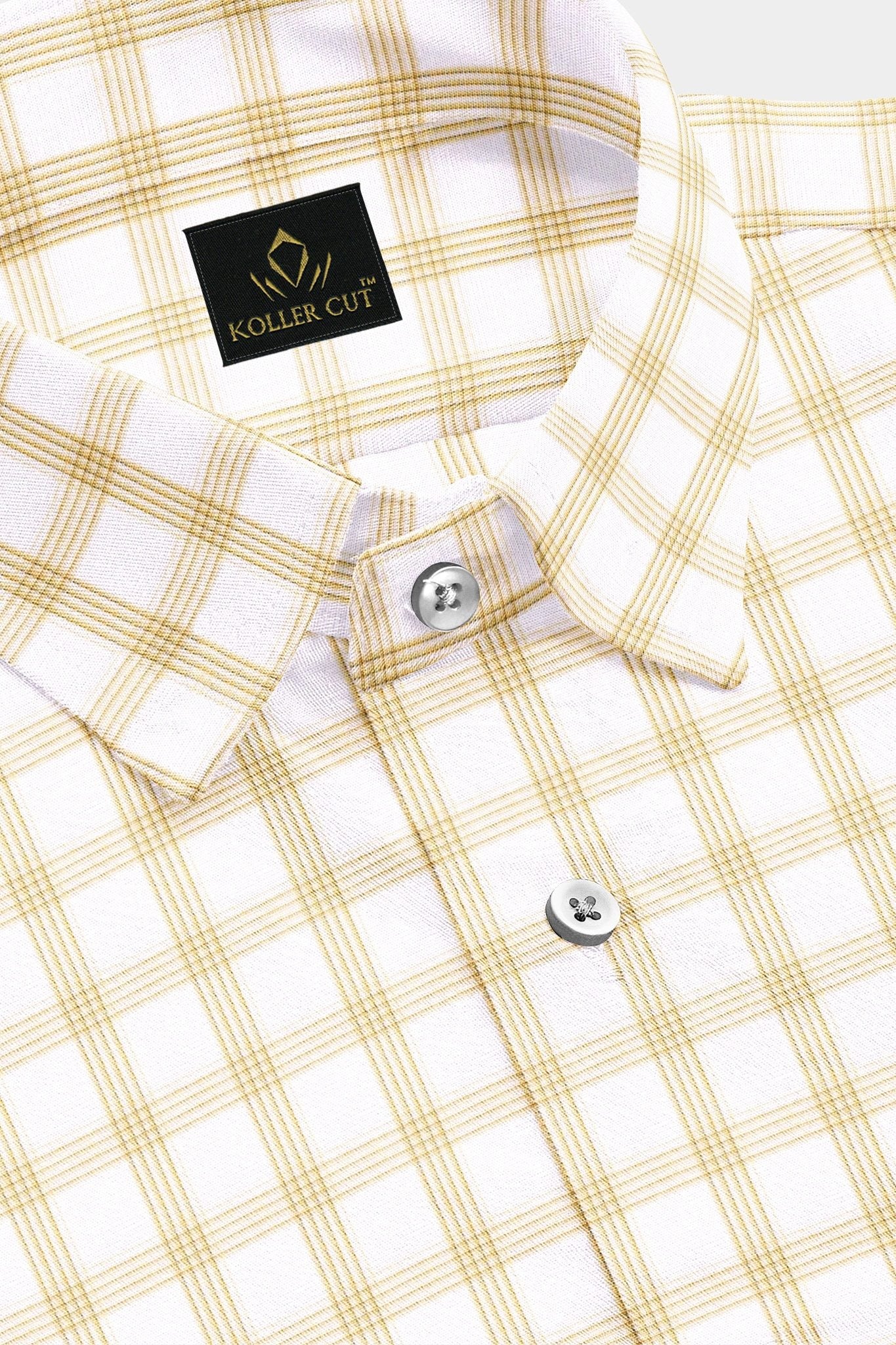 White and Wheat Brown Checks Cotton Shirt-Plus Size Shirt in India