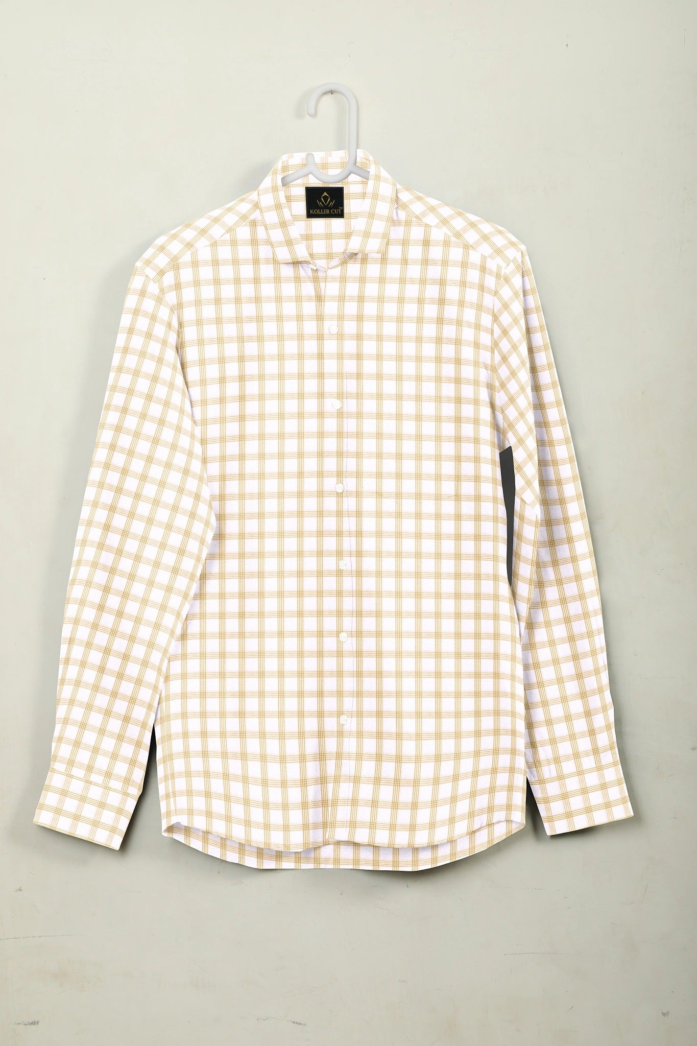 White and Wheat Brown Checks Cotton Shirt-Plus Size Shirt in India