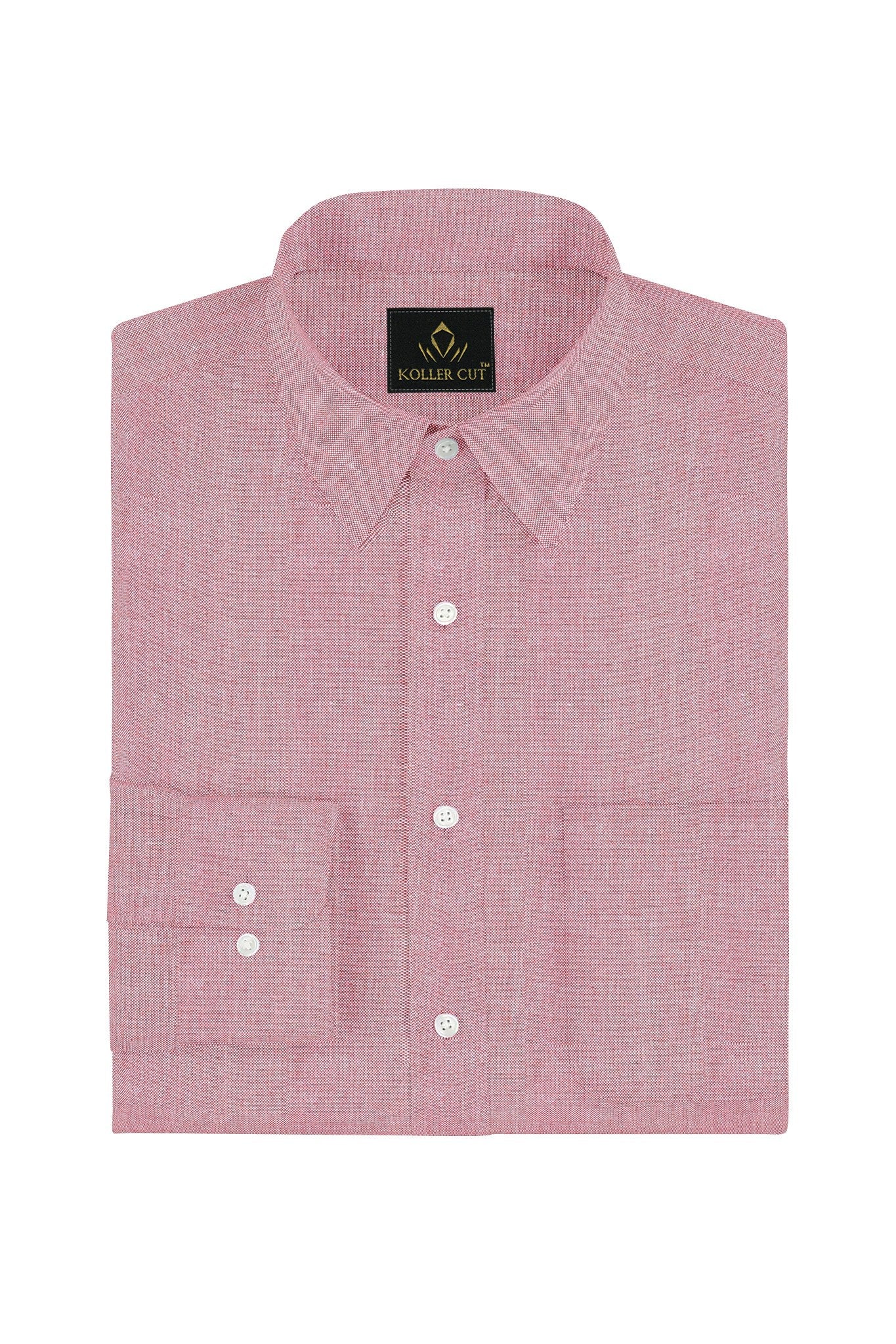 Persian Red and White Oxford Plain Cotton Shirt