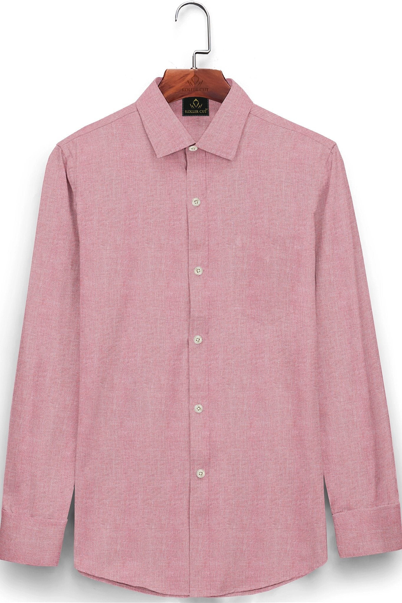 Persian Red and White Oxford Plain Cotton Shirt