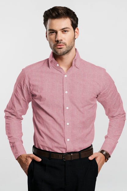 Persian Red and White Oxford Plain Cotton Shirt