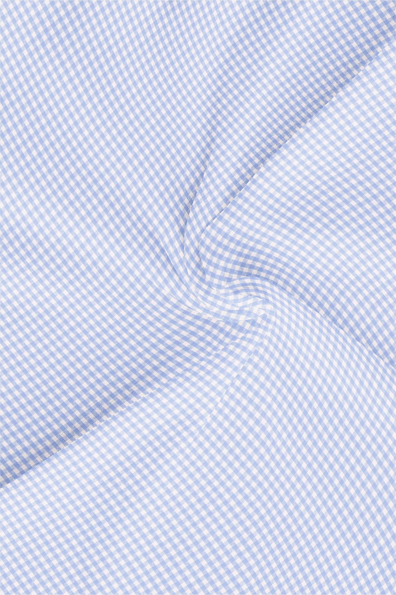 White and Chambray Blue Jacquard Gingham Checks Premium Cotton Shirt