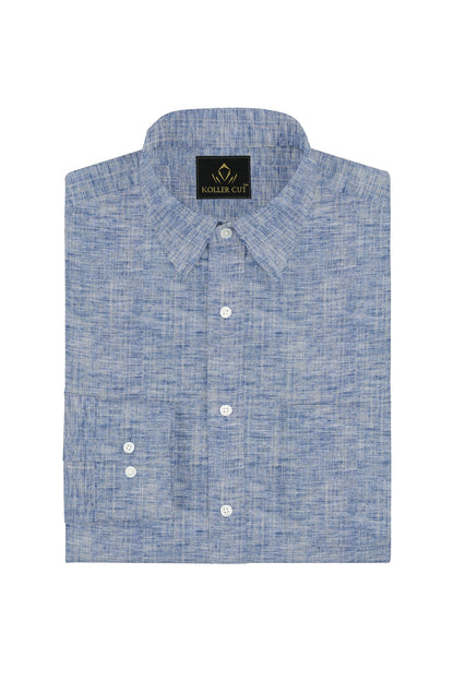 Denim Blue Cotton Linen Shirt