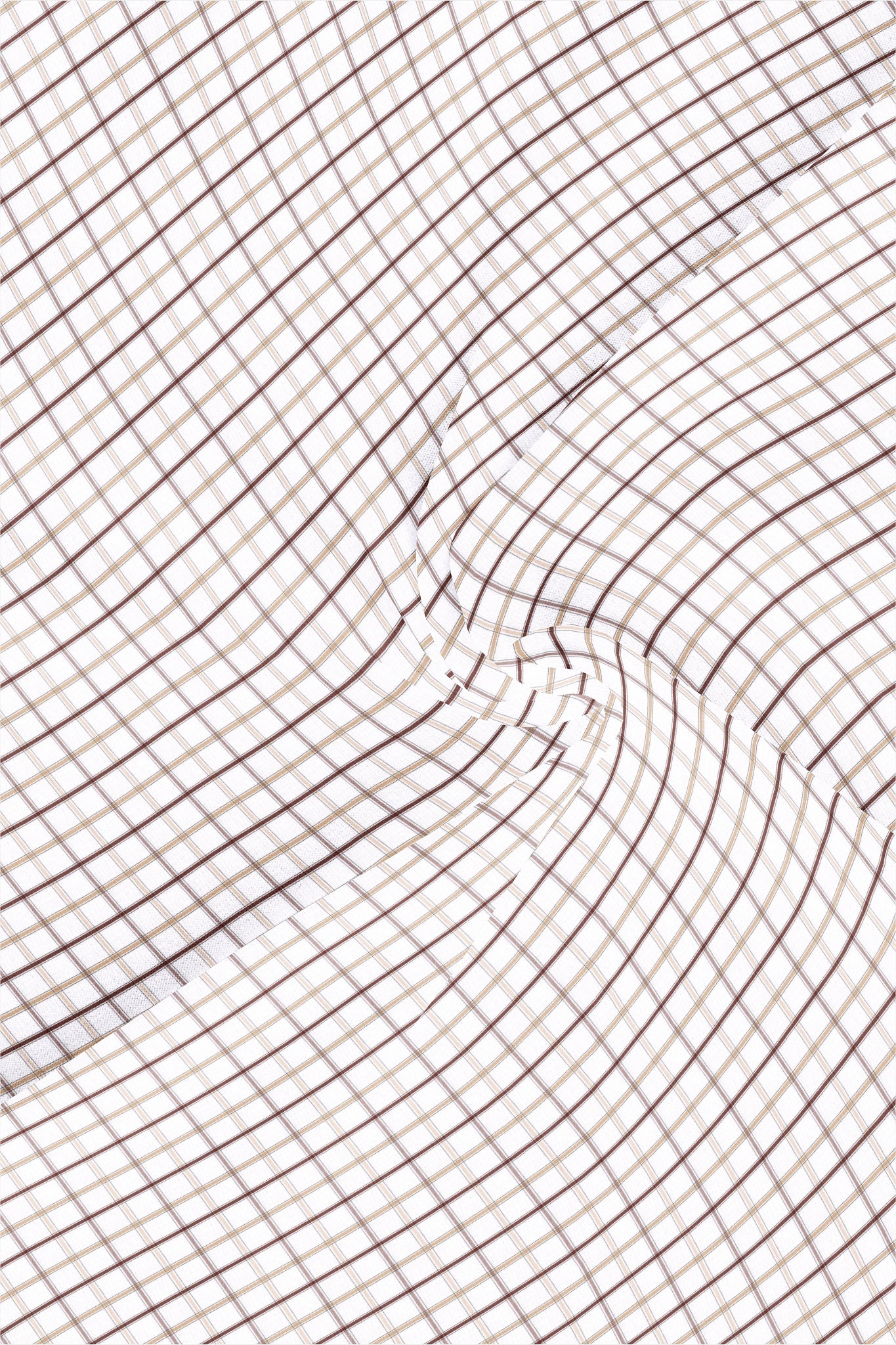 White with Mocha Brown and Beige Checks Cotton Shirt