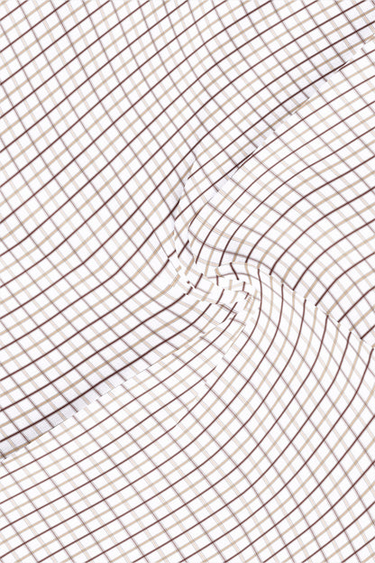 White with Mocha Brown and Beige Checks Cotton Shirt