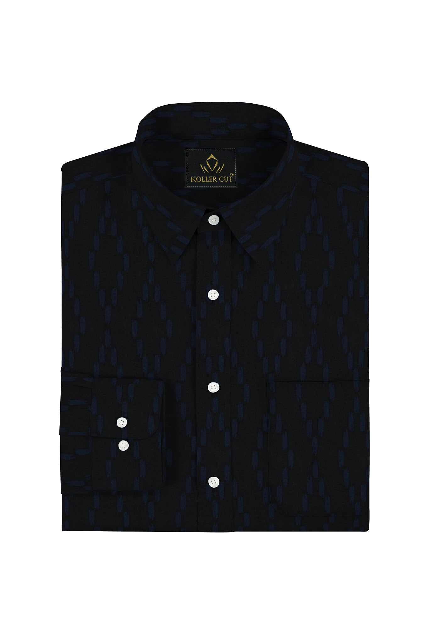 Jet Black and Nautical Blue Capsule Printed Cotton Shirt