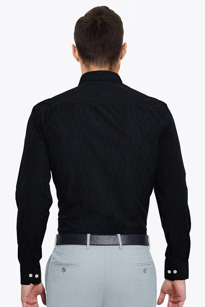 Jet Black and Nautical Blue Capsule Printed Cotton Shirt