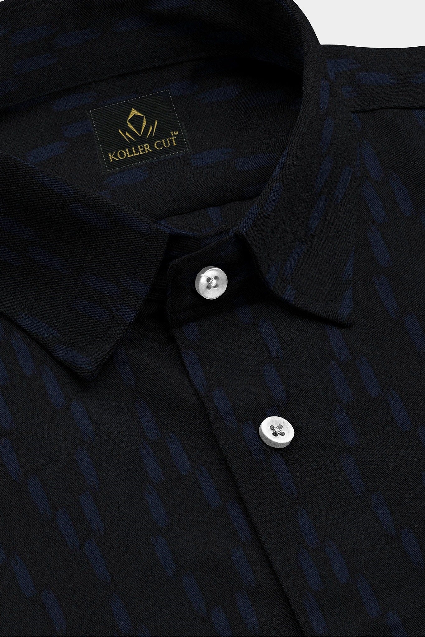 Jet Black and Nautical Blue Capsule Printed Cotton Shirt