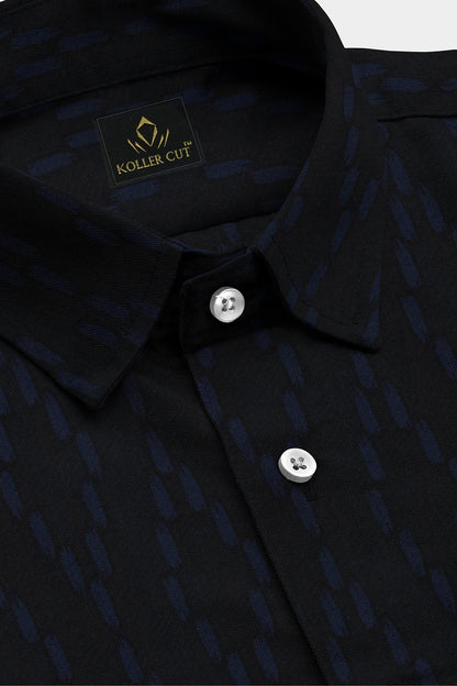 Jet Black and Nautical Blue Capsule Printed Cotton Shirt