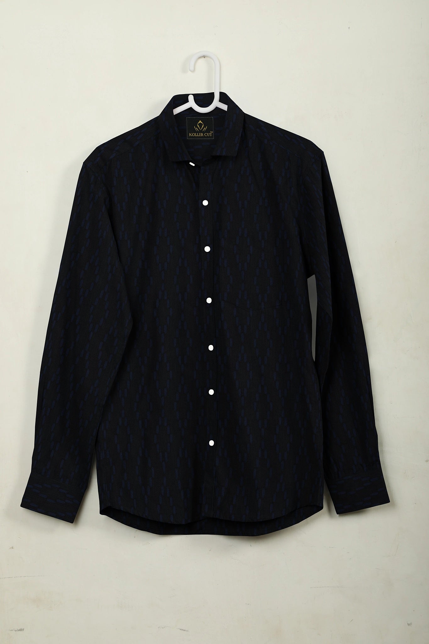 Jet Black and Nautical Blue Capsule Printed Cotton Shirt