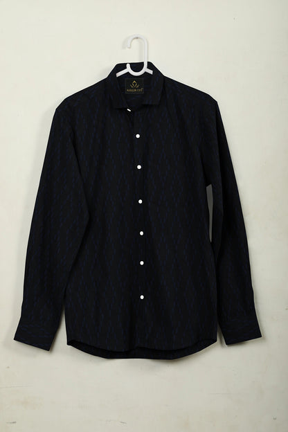 Jet Black and Nautical Blue Capsule Printed Cotton Shirt