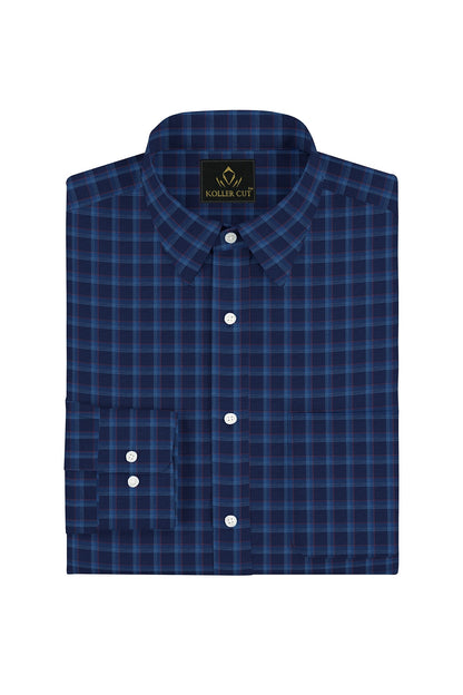 Sodalite blue with Indigo Blue and Haute Red Checks Cotton Shirt- Plus Size Shirts for Men Big size shirt for men 