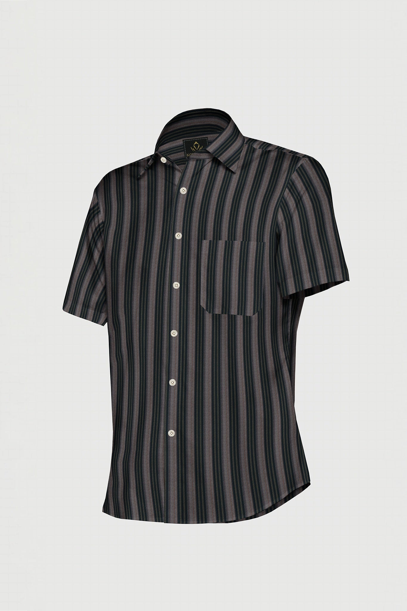 Brown and Belgravia Green and Pineapple Yellow Stripes Cotton Shirt