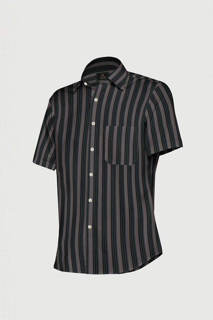 Brown and Belgravia Green and Pineapple Yellow Stripes Cotton Shirt