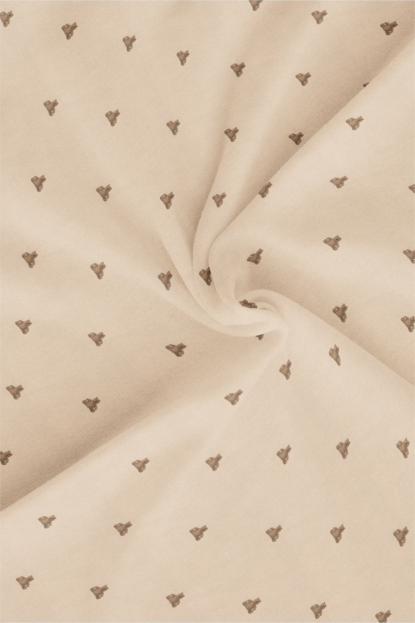 Beige and Biscotti Cream Teddy Bear Printed Cotton Shirt