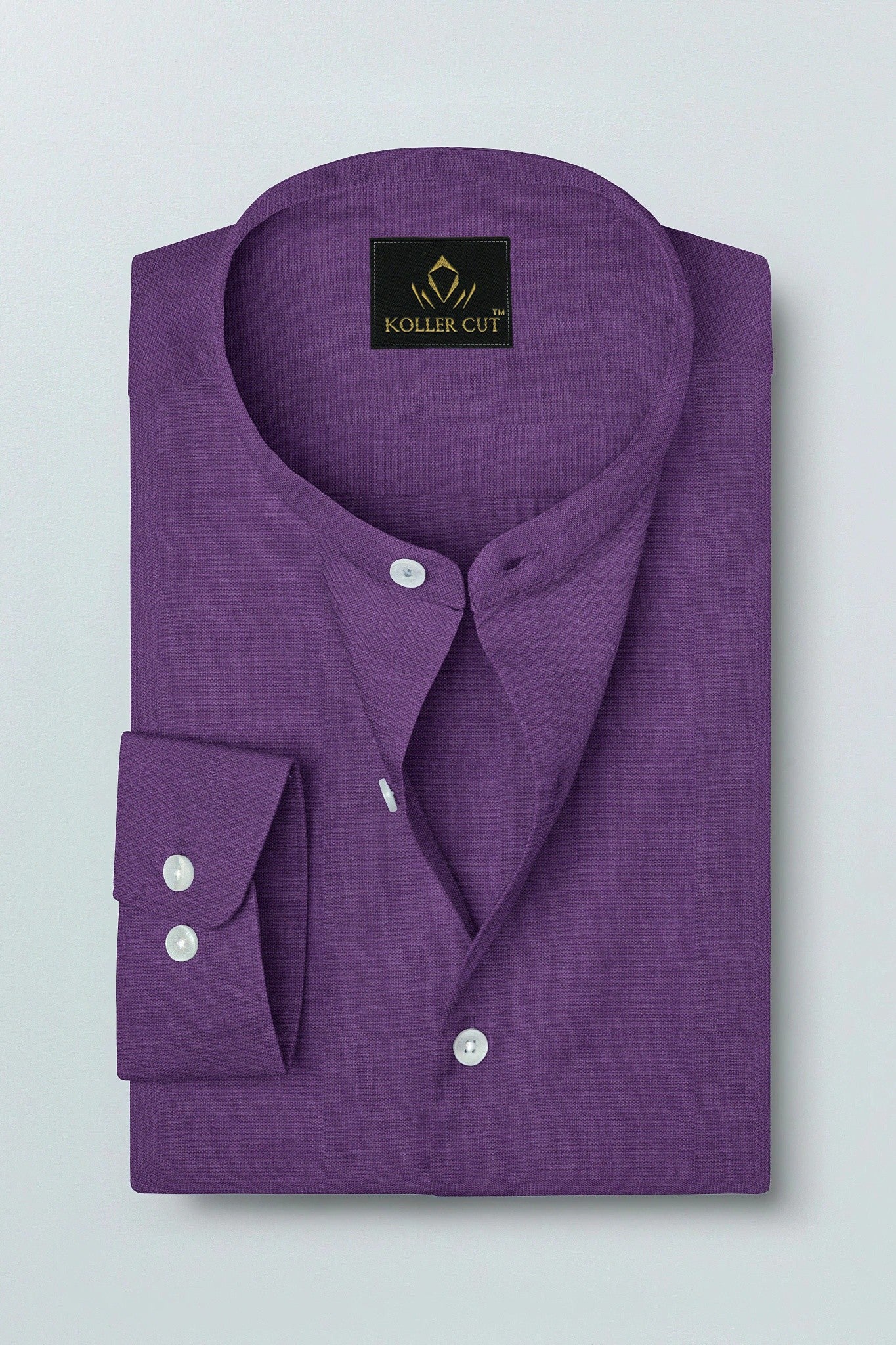 Grape Purple Mandarin Luxurious Linen Shirt