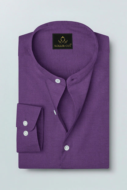Grape Purple Mandarin Luxurious Linen Shirt