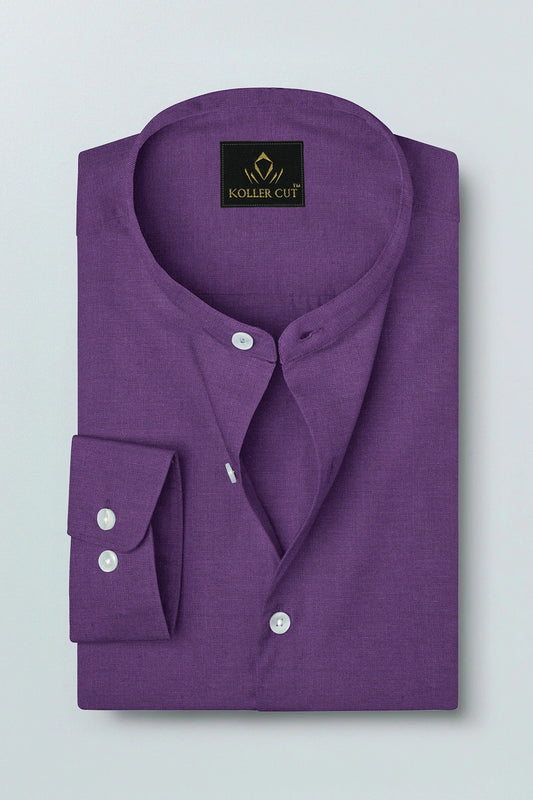 Grape Purple Mandarin Luxurious Linen Shirt
