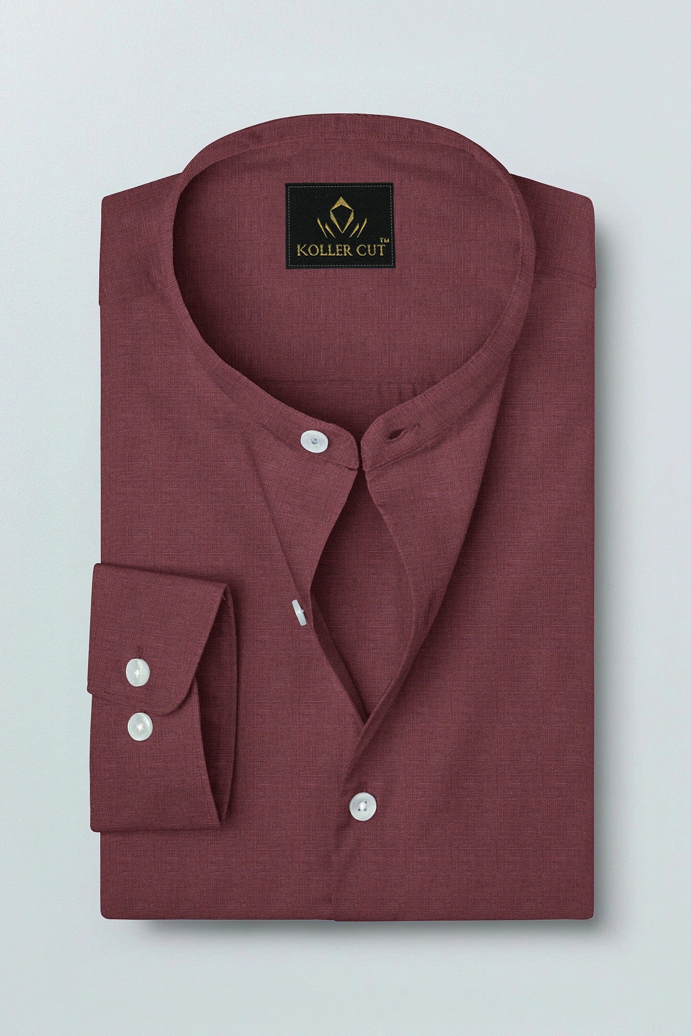 Cinnabar Brown Mandarin Luxurious Linen Shirt