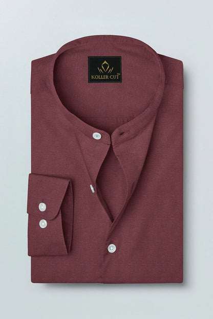 Cinnabar Brown Mandarin Luxurious Linen Shirt