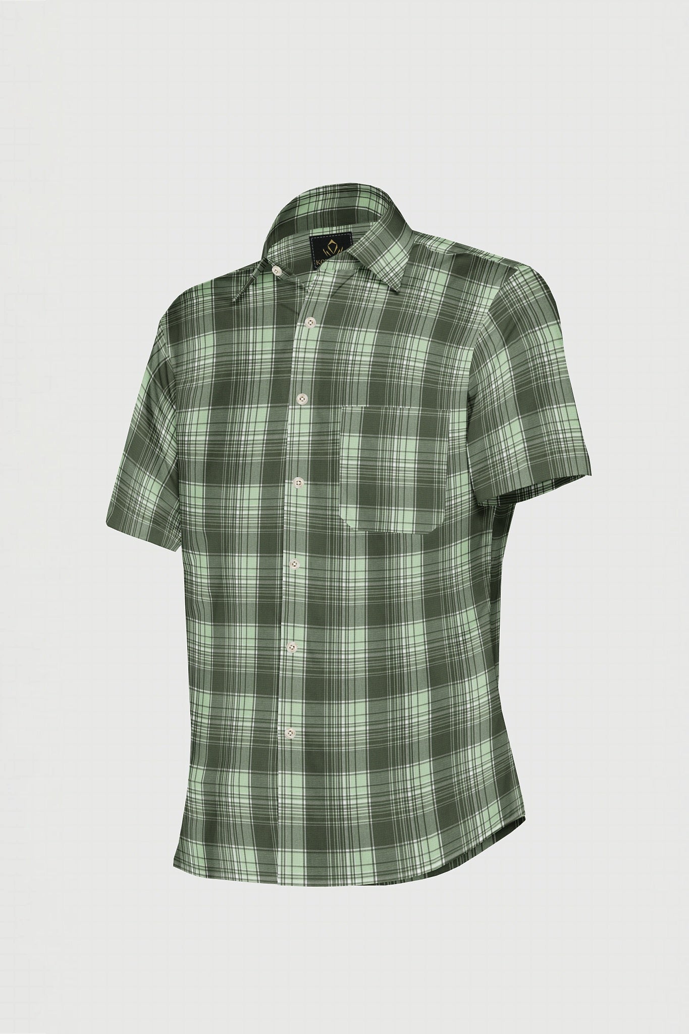 Reseda Green with White and Opaline Green Checks Cotton Shirt