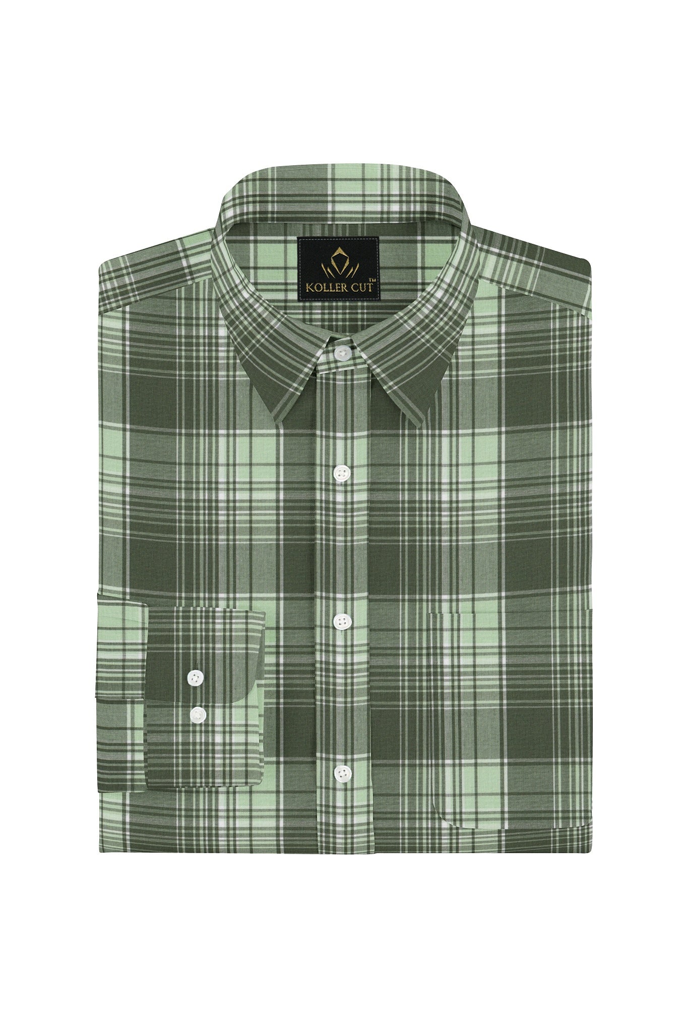 Reseda Green with White and Opaline Green Checks Cotton Shirt