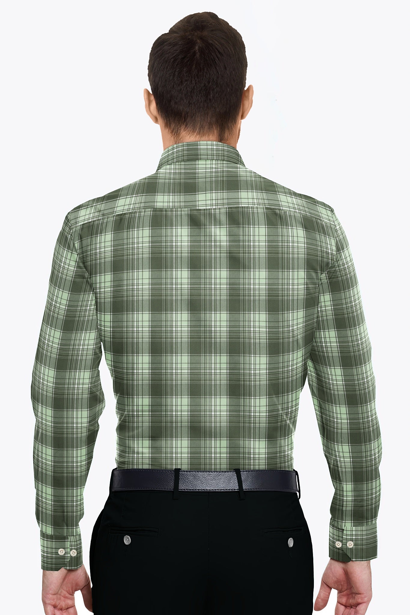 Reseda Green with White and Opaline Green Checks Cotton Shirt