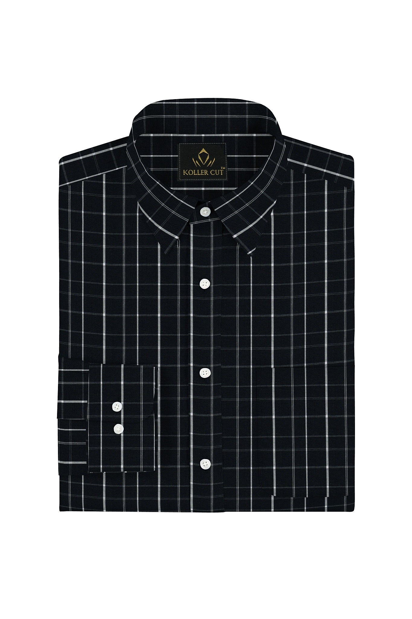 Anthracite Black and White Checks Cotton Shirt