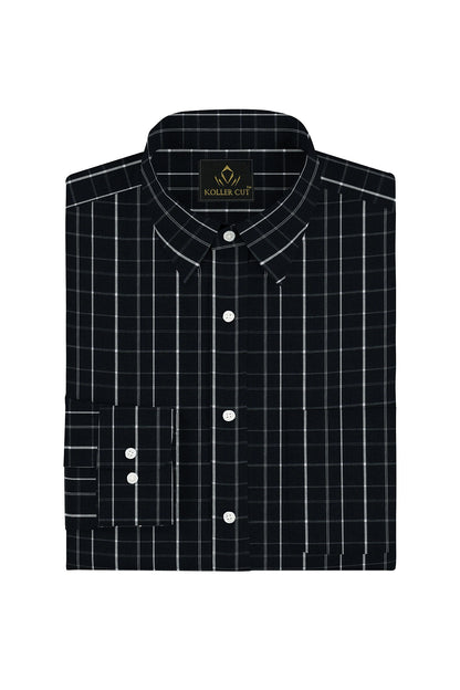 Anthracite Black and White Checks Cotton Shirt