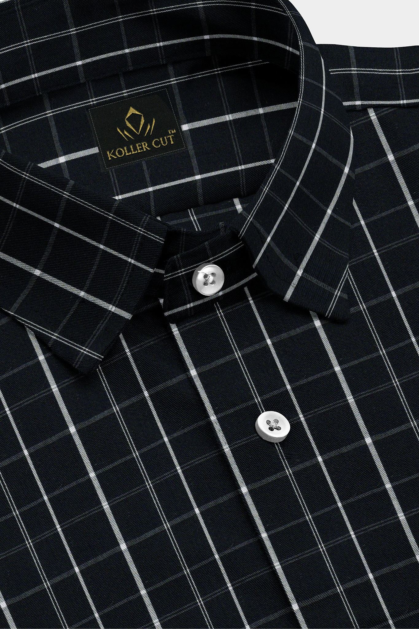 Anthracite Black and White Checks Cotton Shirt