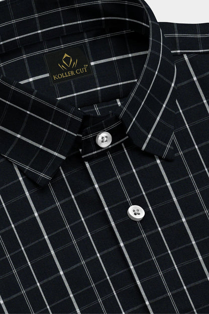 Anthracite Black and White Checks Cotton Shirt